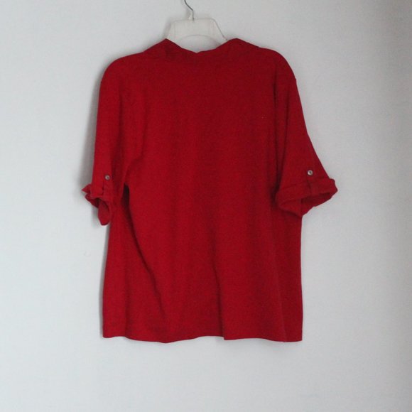 Croft & Barrow Utility Top Shirt V Neck Pullover Short Sleeves Red Sz 2X - Picture 4 of 5